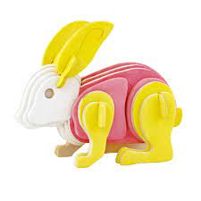 Puzzle 3D, cu acuarele, Iepure, Lemn, 29 piese [3]