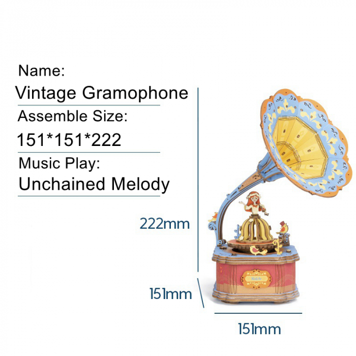 Puzzle 3D Cutie Muzicala, Gramofon vintage, Lemn [5]