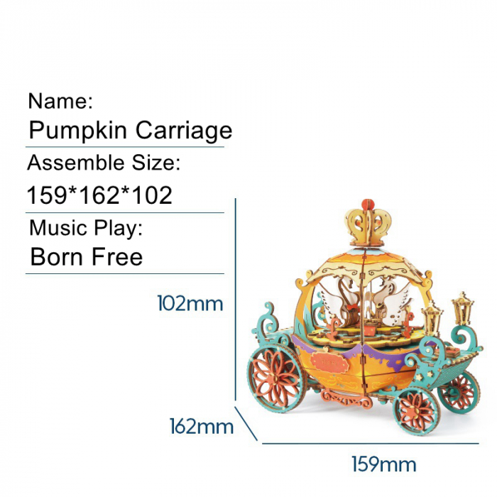 Puzzle 3D Cutie Muzicala, Pumpkin Carriage, Lemn [3]