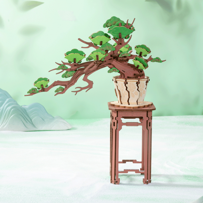 Puzzle 3D, din lemn, Bonsai pin, 115 piese [2]