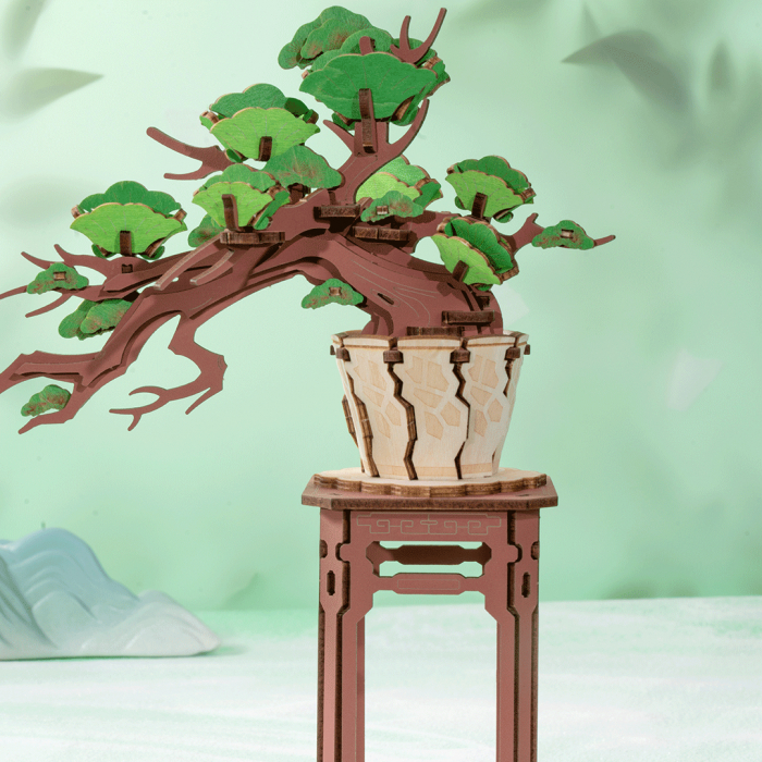 Puzzle 3D, din lemn, Bonsai pin, 115 piese [4]