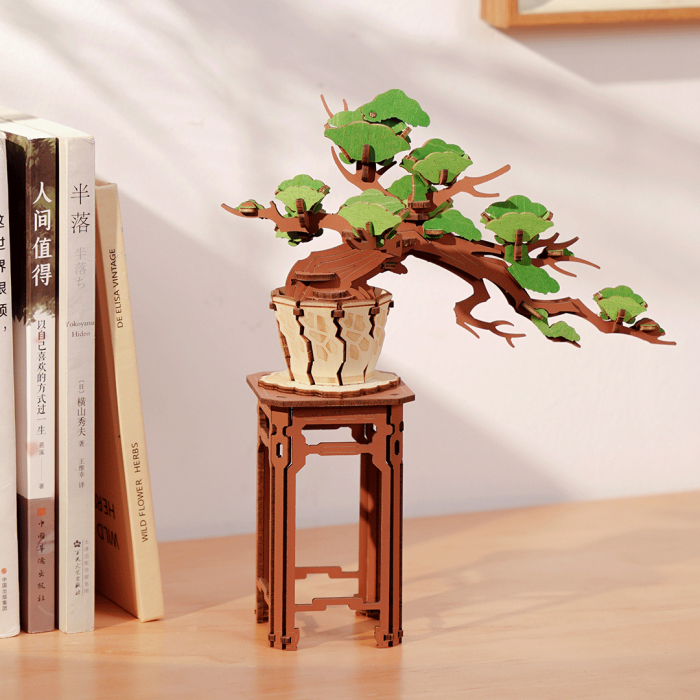 Puzzle 3D, din lemn, Bonsai pin, 115 piese [3]