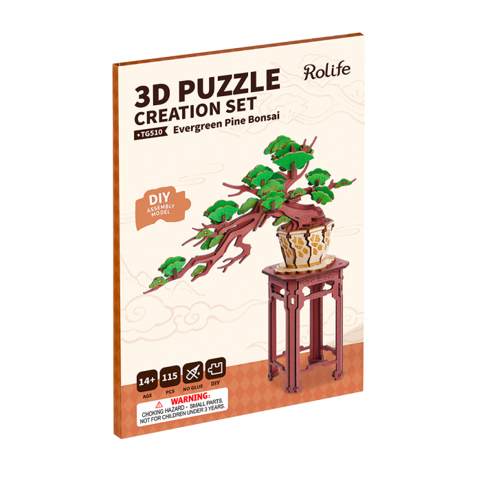 Puzzle 3D, din lemn, Bonsai pin, 115 piese [7]