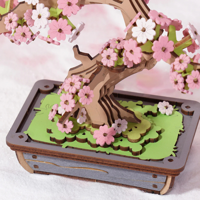 Puzzle 3D, din lemn, Bonsai Sakura, 263 piese [5]