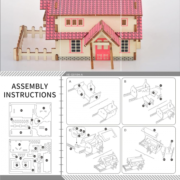 Puzzle 3D, din lemn, Vila fantastica, 174 piese [9]