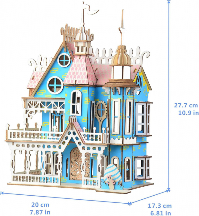 Puzzle 3D, din lemn, Vila fantastica, 174 piese [6]