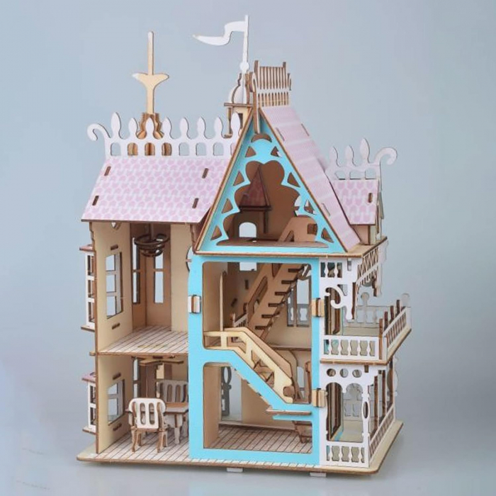 Puzzle 3D, din lemn, Vila fantastica, 174 piese [4]