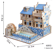 Puzzle 3D, din lemn, Oras medieval, 63 piese [2]