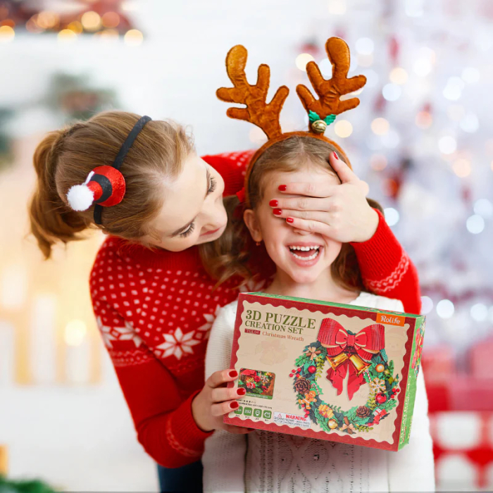 Puzzle 3D, din lemn, Coronita de Craciun, 252 piese [4]