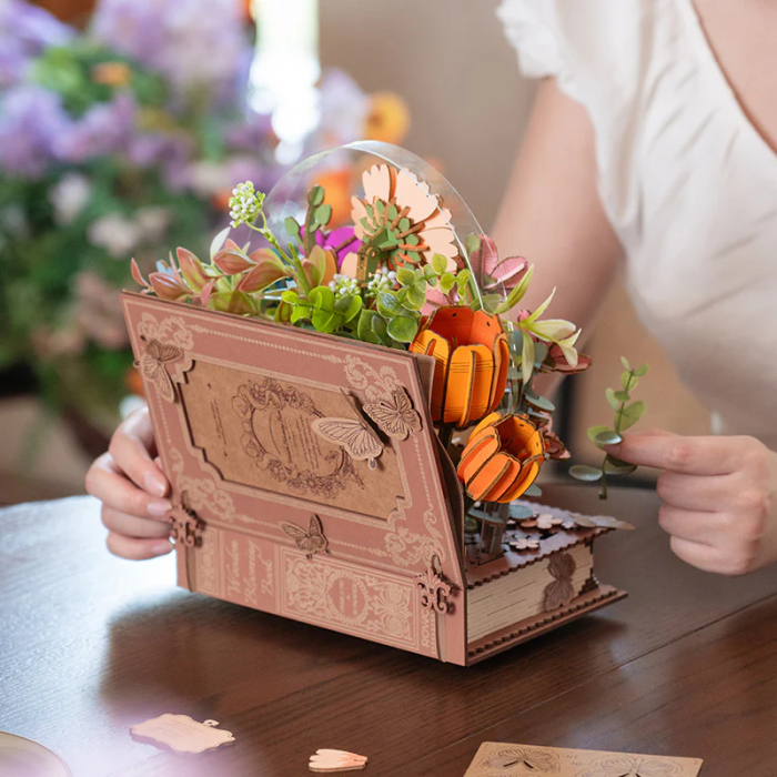 Puzzle 3D, din lemn, Carte cu flori, 552 piese [7]