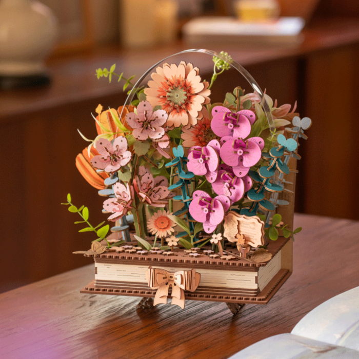 Puzzle 3D, din lemn, Carte cu flori, 552 piese [12]