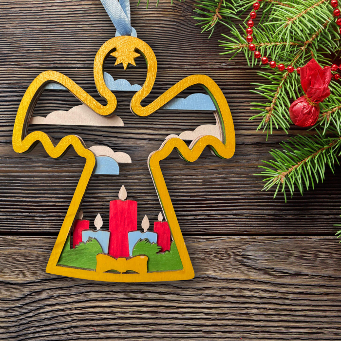 Puzzle 3D din lemn, cu acuarele, Miracol de Craciun [2]