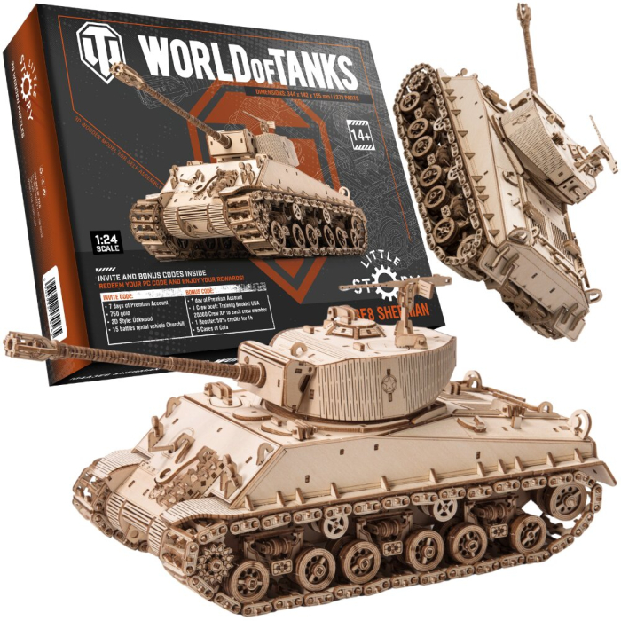 Puzzle 3D, din lemn cu licenta World of Tanks, M4A3E8 Sherman, 1272 piese [2]