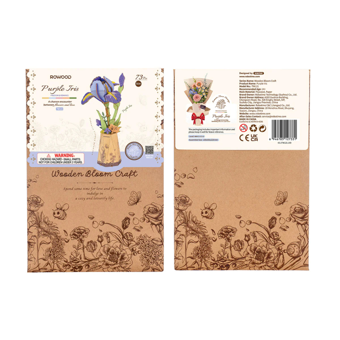 Puzzle 3D, din lemn, Iris violet, 73 piese [13]