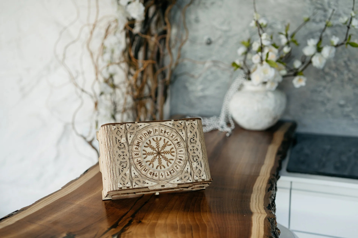 Puzzle 3D, din lemn, electric, Cufar nordic, 202 piese [9]