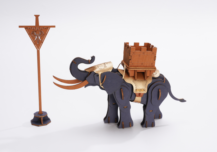 Puzzle 3D, din lemn, Elefant de lupta [3]