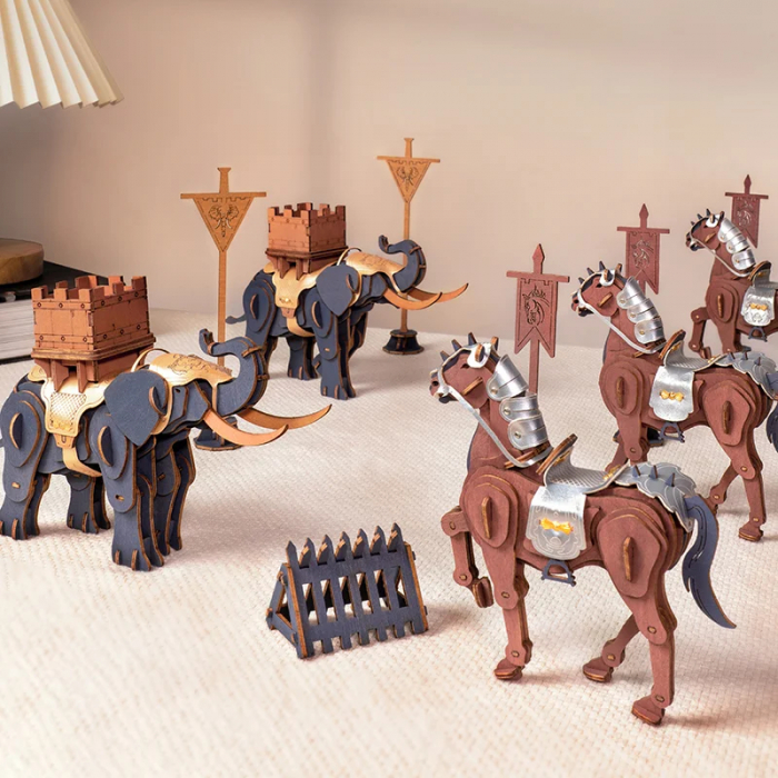 Puzzle 3D, din lemn, Elefant de lupta [6]