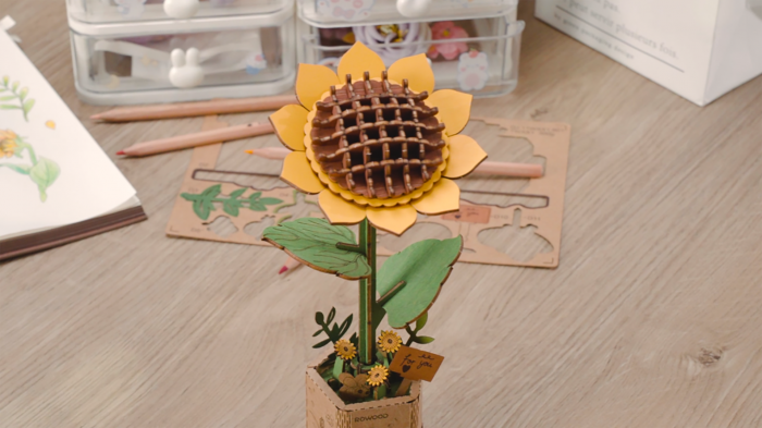 Puzzle 3D, din lemn, Floarea soarelui, 86 piese [2]