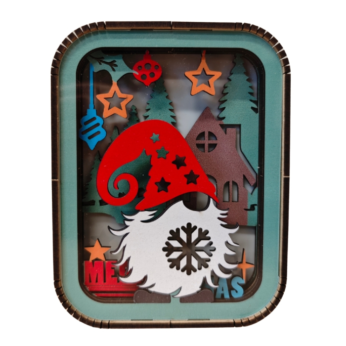 Puzzle 3D, din lemn, lampa de veghe, Pitic de Craciun, 12 piese [1]