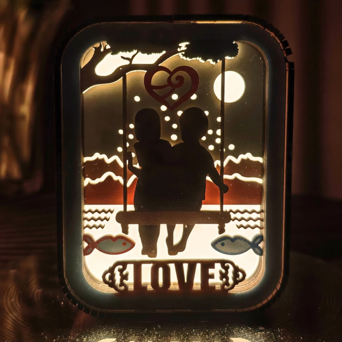 Puzzle 3D, din lemn, lampa de veghe, Poveste de dragoste, 12 piese [2]