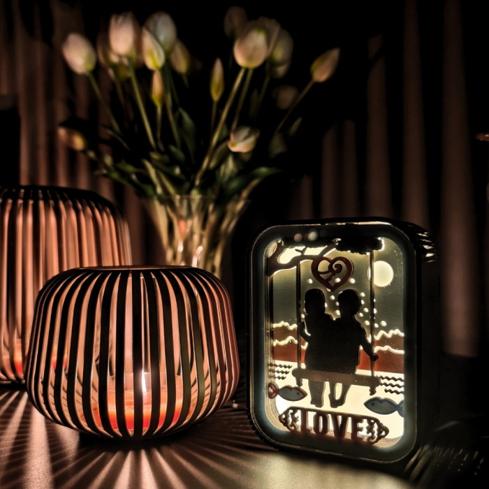 Puzzle 3D, din lemn, lampa de veghe, Poveste de dragoste, 12 piese [3]