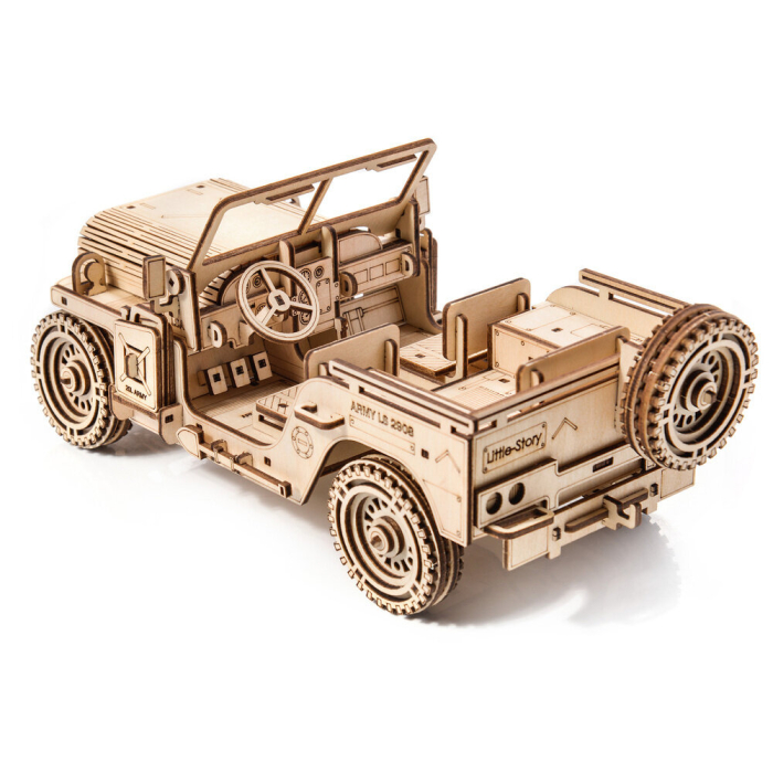 Puzzle 3D, din lemn, Jeep militar, 199 piese [4]