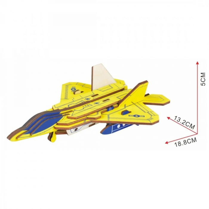 Puzzle 3D, din lemn, Avion de lupta, 23 piese [3]