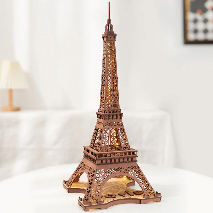 Puzzle 3D, din lemn, Noaptea peste Turnul Eiffel, 164 piese [2]