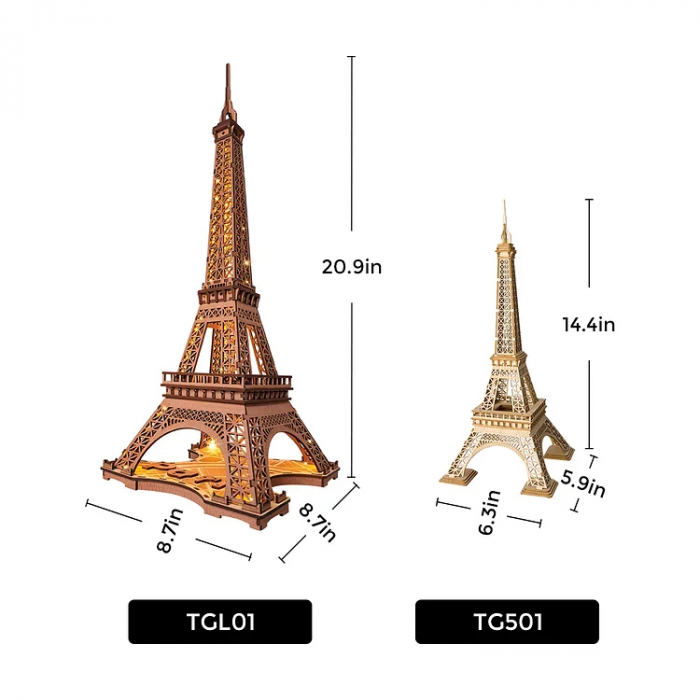 Puzzle 3D, din lemn, Noaptea peste Turnul Eiffel, 164 piese [9]