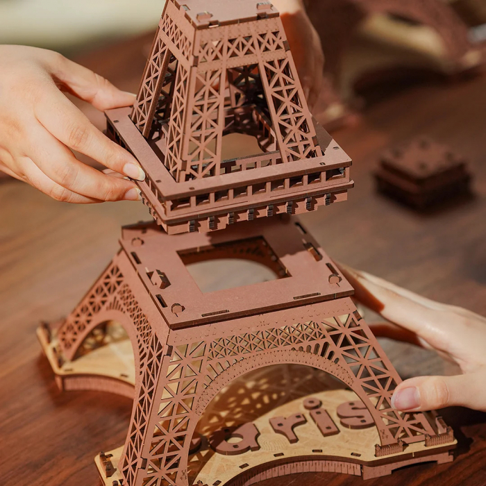 Puzzle 3D, din lemn, Noaptea peste Turnul Eiffel, 164 piese [5]