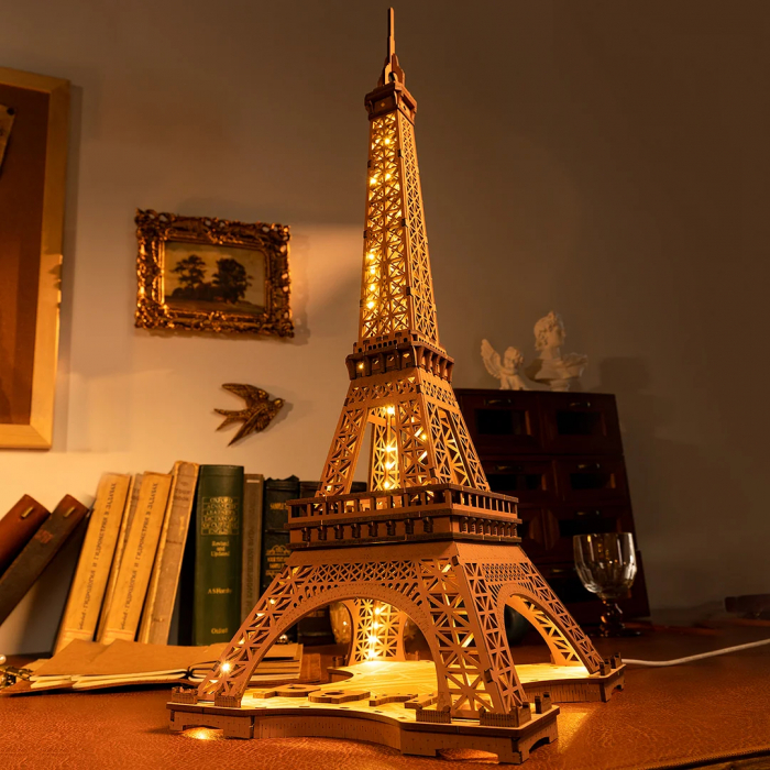 Puzzle 3D, din lemn, Noaptea peste Turnul Eiffel, 164 piese [6]