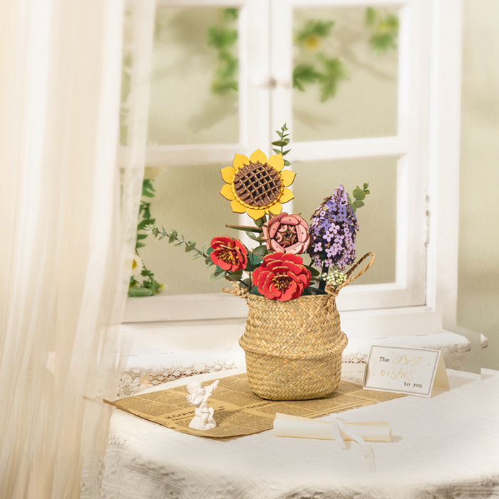 Puzzle 3D, din lemn, Buchet, 581 piese [6]