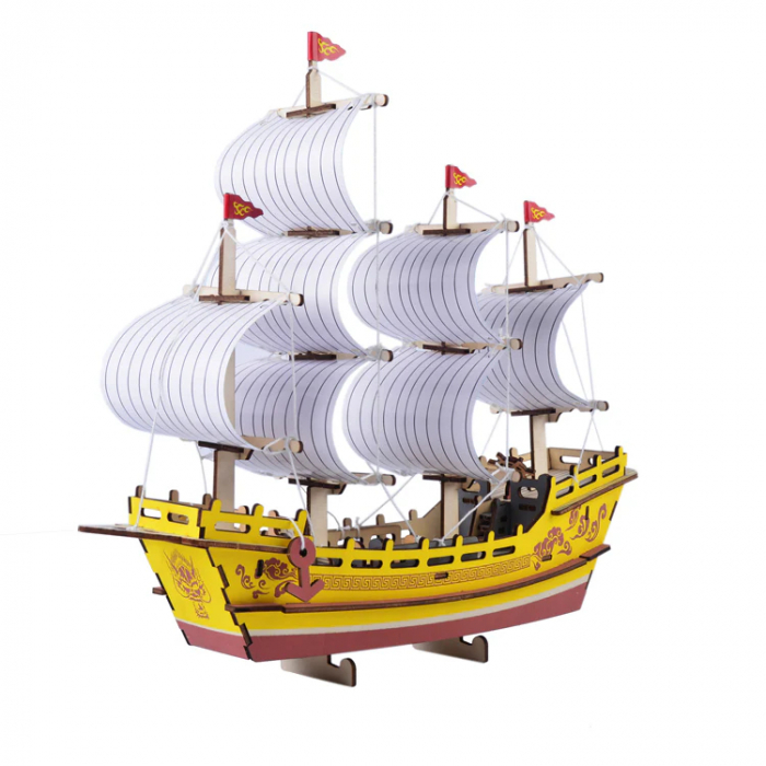 Puzzle 3D, din lemn, Vaporul comerciantilor de matase, 77 piese [2]