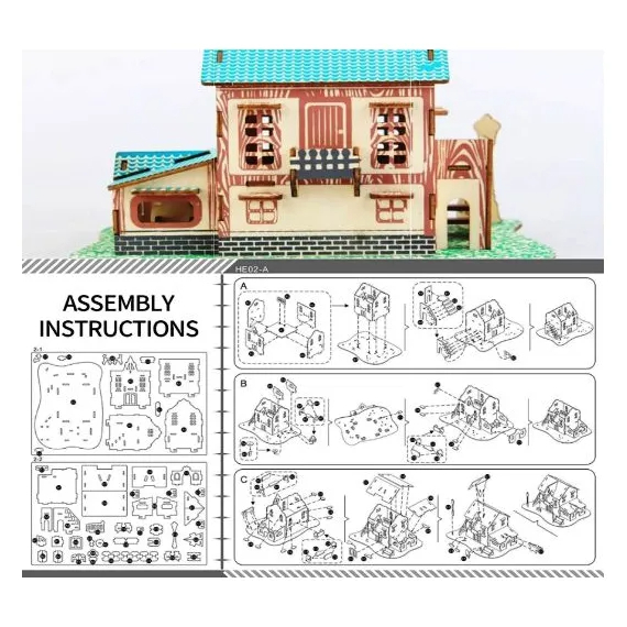 Puzzle 3D, din lemn, Hanul cu stele, 74 piese [3]