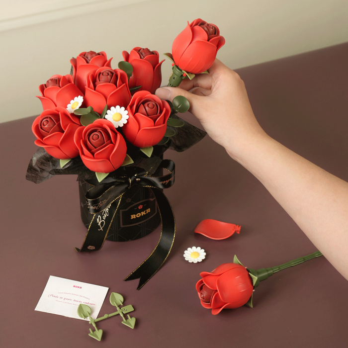 Puzzle 3D, din plastic, Buchet de trandafiri rosii, 315 piese [5]