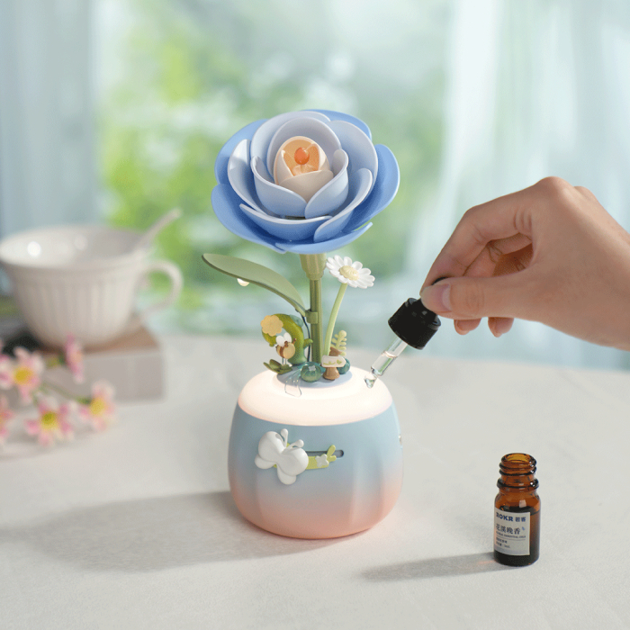 Puzzle 3D, din plastic, lampa de veghe, Camelie albastra, 73 piese [6]