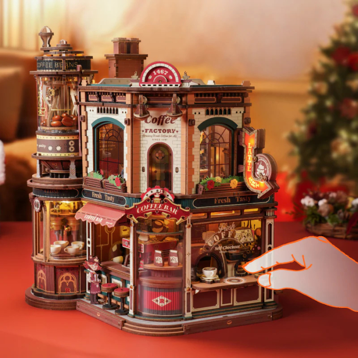 Puzzle 3D electric, cutiuta muzicala, Fabrica de cafea, 593 piese [10]