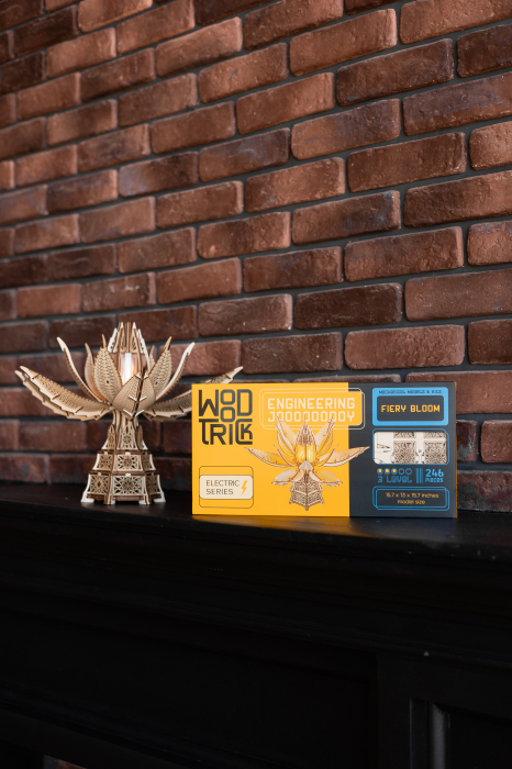 Puzzle 3D, electric, din lemn, Floare de foc, 246 piese [8]