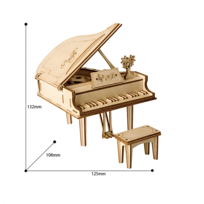 Puzzle 3D Grand Piano, Lemn, 74 piese [3]