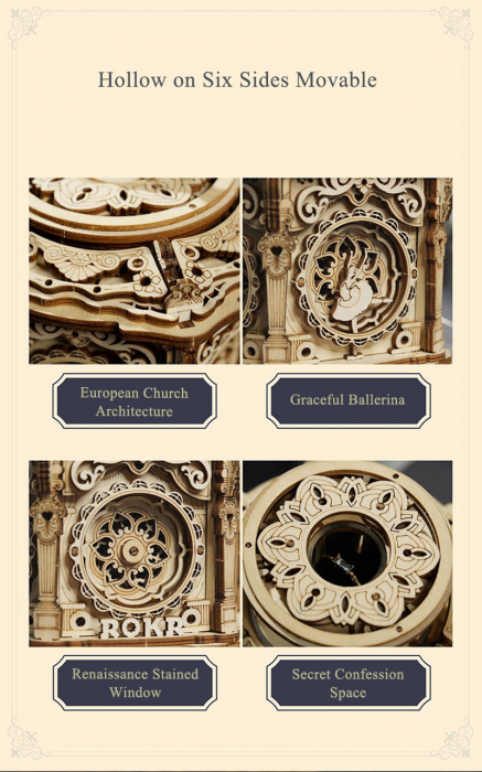 Puzzle 3D, lemn, cutiuta muzicala, Gradina secreta [3]