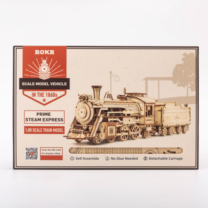 Puzzle 3D Locomotiva cu abur, Lemn, 308 piese [5]