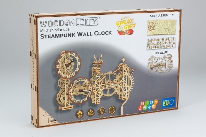 Puzzle 3D Mecanic, Ceas de perete Steampunk, 269 piese [2]