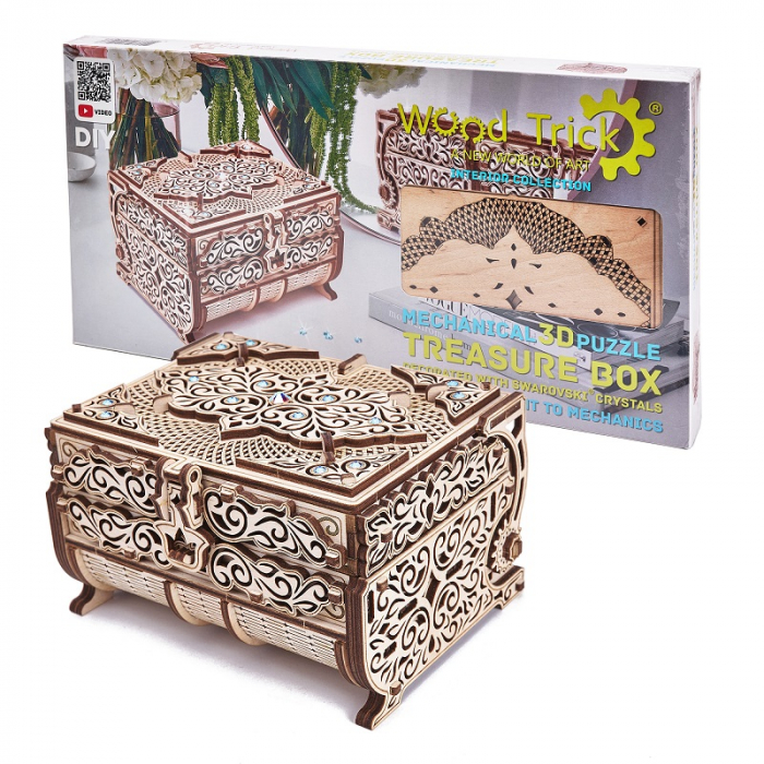 Puzzle 3D Mecanic, Cutie de bijuterii cu cristale Swarovski, 192 piese [14]