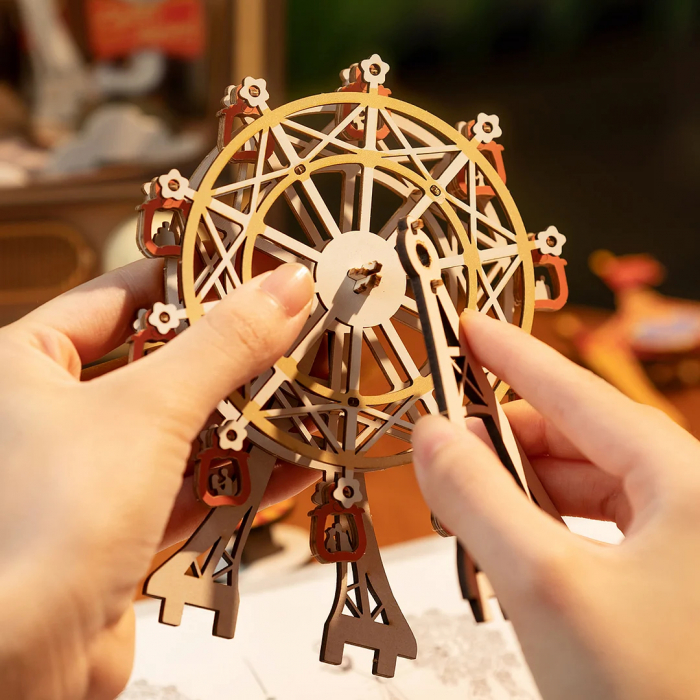 Puzzle 3D mecanic, cutiuta muzicala, Carnaval la televizor, 174 piese [7]