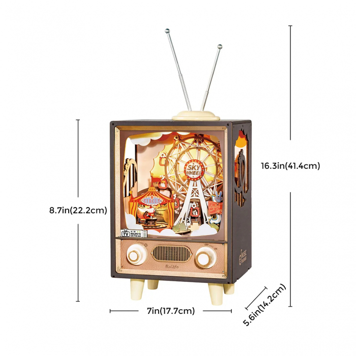 Puzzle 3D mecanic, cutiuta muzicala, Carnaval la televizor, 174 piese [8]