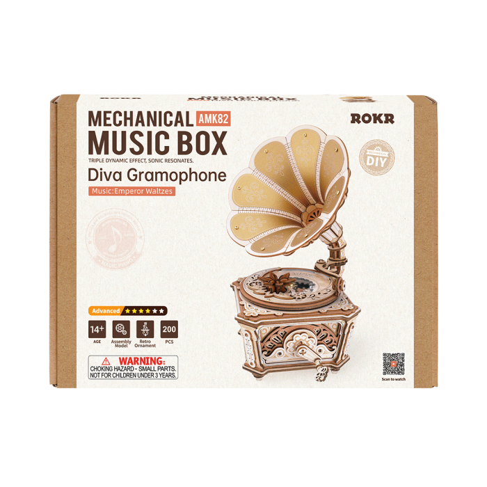 Puzzle 3D Mecanic, cutiuta muzicala, Gramofonul divei, 200 piese [12]