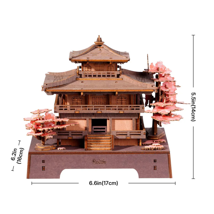 Puzzle 3D, din lemn, Pagoda cu sakura, 235 piese [8]
