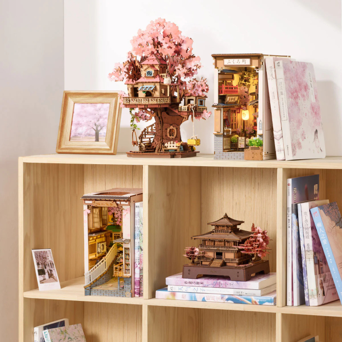 Puzzle 3D, din lemn, Pagoda cu sakura, 235 piese [9]