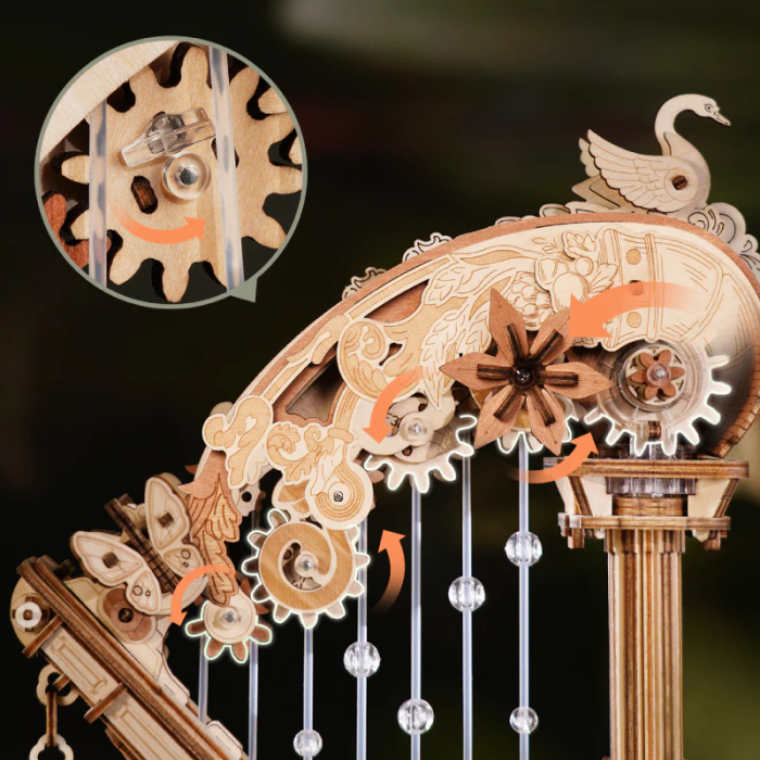 Puzzle 3D Mecanic, cutiuta muzicala, Harpa magica, 350 piese [9]