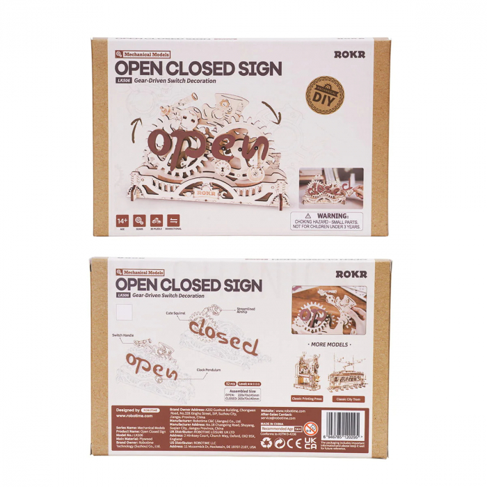 Puzzle 3D, mecanic, din lemn, Open/Closed, 52 piese [12]